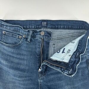 Gap Jeans Womens 10/30 Blue Denim High Rise Wide Leg 5-Pocket Raw Hem Whisker